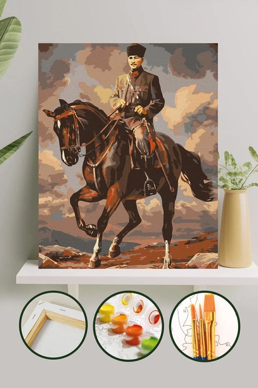 Atatürk – Sayılarla Boyama 40x50 Tuval Seti (Fırça & Boya Dahil)