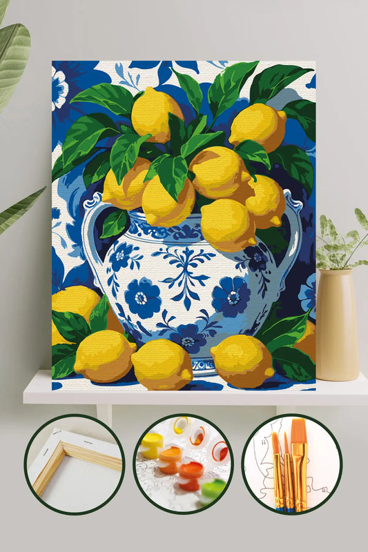 Limonlar – Sayılarla Boyama 40x50 Tuval Seti (Fırça & Boya Dahil)